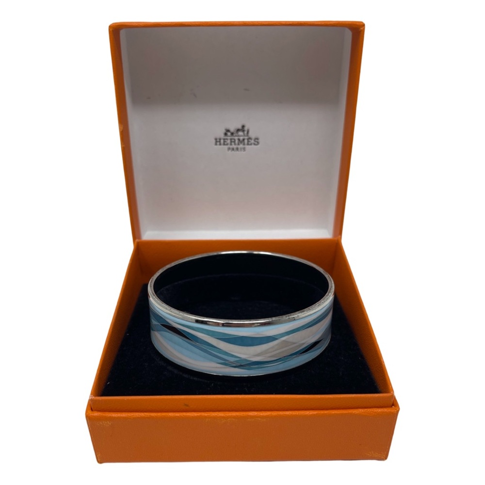 Hermes  Blue White Gray Black Enamel Bangle Bracelet